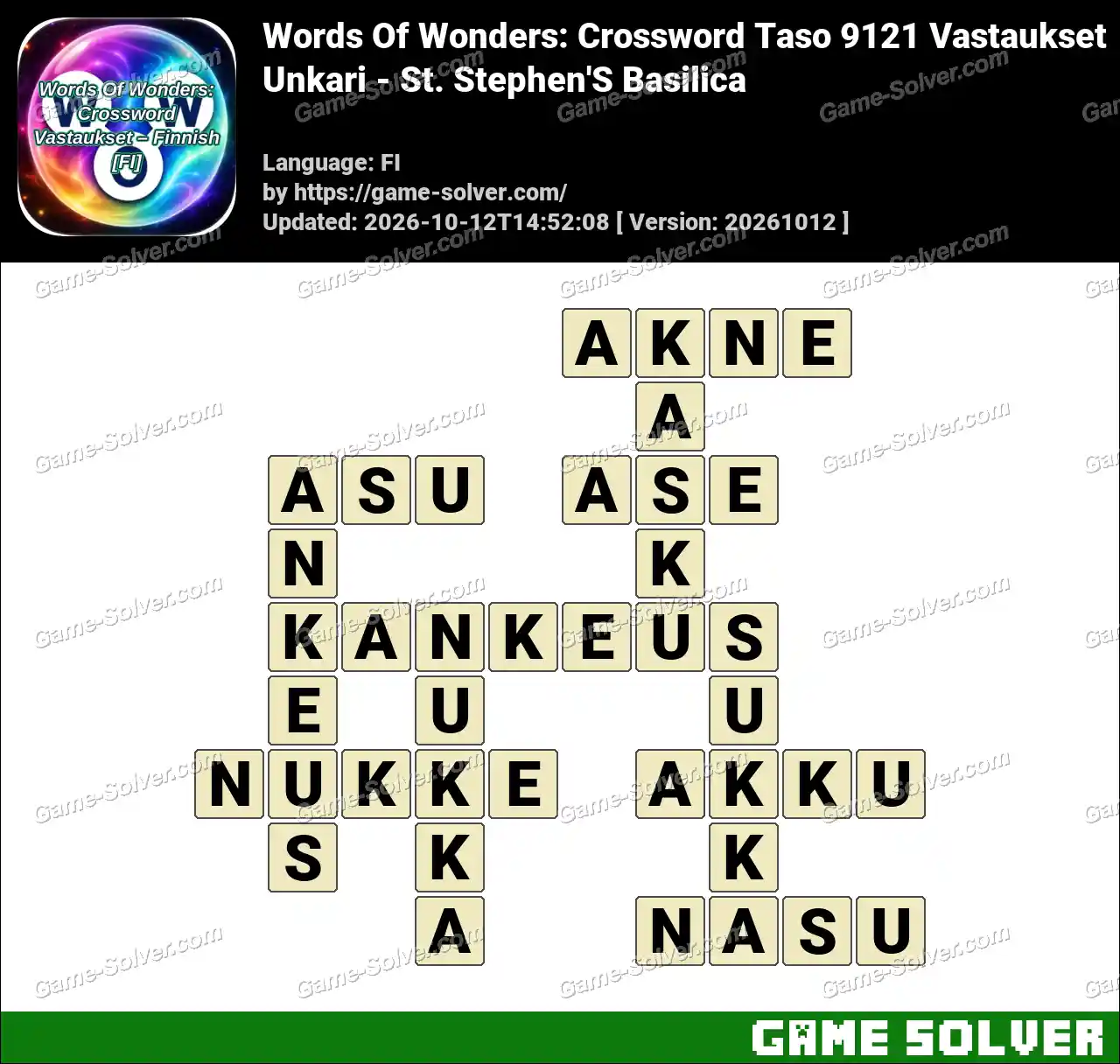 Words Of Wonders: Crossword Taso 9121 Vastaukset – Unkari – St. Stephen’S Basilica